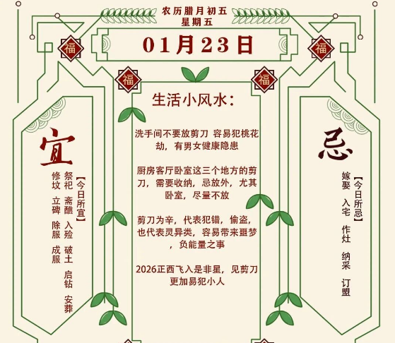 2026年十二生肖01月23日注意事项：算命真人网站
